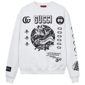 Gucci Black and White Graphic Crewneck Sweater